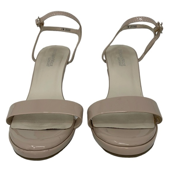 Benjamin Walk Comfort Heel Women's 7 Tan Nude Pumps Open Toe Ankle Strap Shoes - Picture 6 of 13